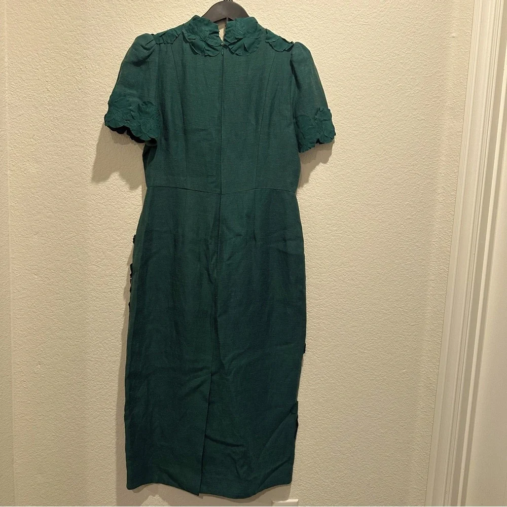 NWT Antonio Melani Willow Floral Applique Mock Neck Short Sleeve Midi Dress - Picture 7 of 9